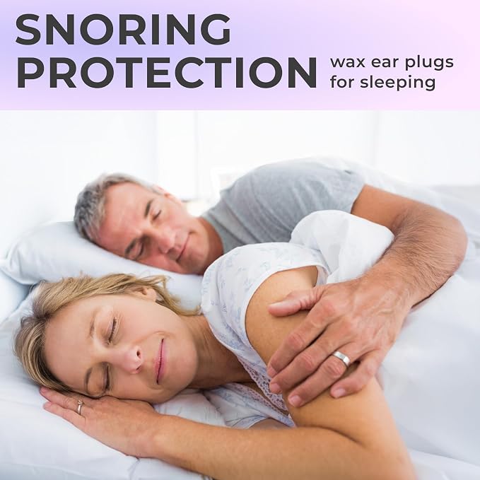 Peace&Quiet PQ Wax Ear Plugs for Sleeping, Swimming - 50 Soft Noise Cancelling Silicone Gel Wax Earplugs for Sleep and Swimmers, Ear Protection with Sound Blocking Level of 32 Db, Lavender