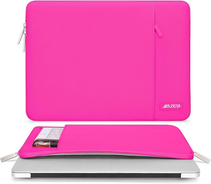 MOSISO Laptop Case 15 inch, 15 inch Laptop Sleeve Compatible with MacBook Air M5 A3448 M4 A3241 M3 A3114 M2 A2941 2026-2023, Dell XPS, Polyester Vertical Computer Sleeve Bag with Pocket, Bright Rose