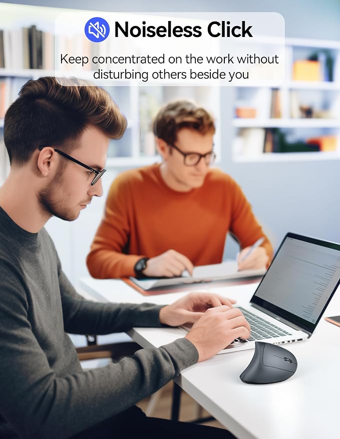 TECKNET Ergonomic Mouse, Rechargeable Vertical Ergo Mouse Wireless 800-4800 Levels 5 Adjustable DPI, Silent 2.4GHz Optical Carpal Tunnel Mouse for Right Hand, USB Wireless Mice for Laptop, PC