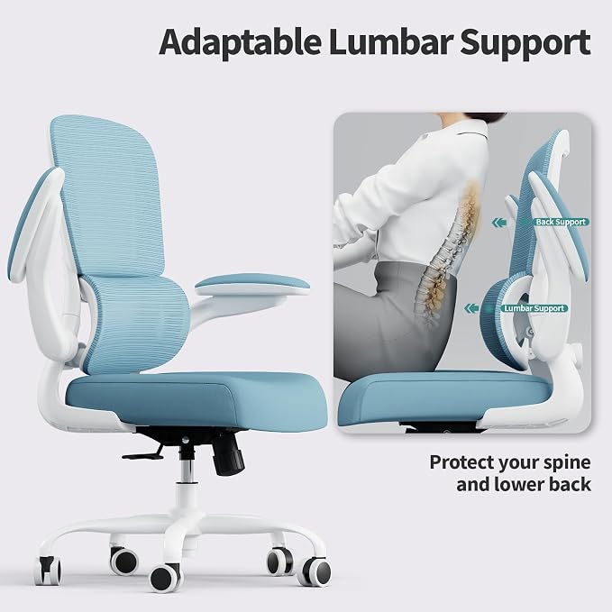 TRALT Office Chair - Ergonomic Desk Chair with Adjustable Lumbar Support, Mesh Computer Chair, Executive Chairs for Home Office Comfortable Lumbar Support,Sky Blue