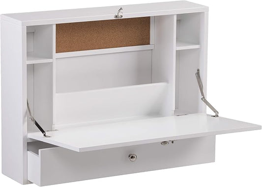 SEI Furniture Willingham Wall Mount Folding Desk, White