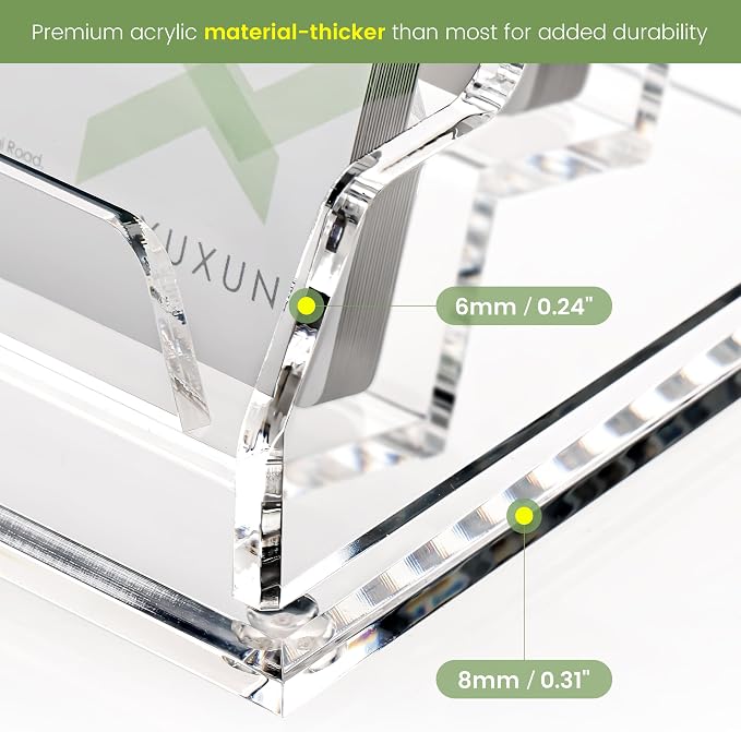 YUXUN Business Card Holder for Desk, Acrylic Business Card Display Stand with 6 Slot, Office Desk Accessories for Man &Woman,300 Cards Capcity, Clear