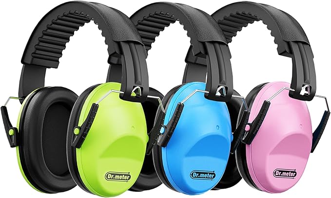 Ear Muffs for Noise Reduction: 27.4SNR Noise Cancelling Headphones for Kids Adults, EM100 Adjustable Hearing Protection Earmuffs for Monster Jam, Autism Sensory, Concerts, Fireworks- 3PACK