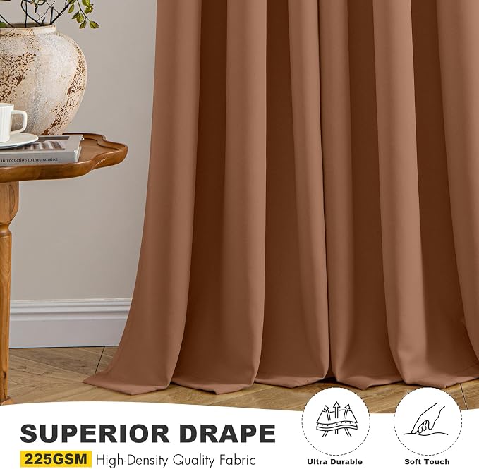 MIULEE Blackout Curtains for Bedroom Living Room 2 Panels, Thermal Insulated Room Darkening Drapes Grommet Noise Reducing Light Blocking Window Treatments 72 Inches Long 40x72 Inch Sun Baked