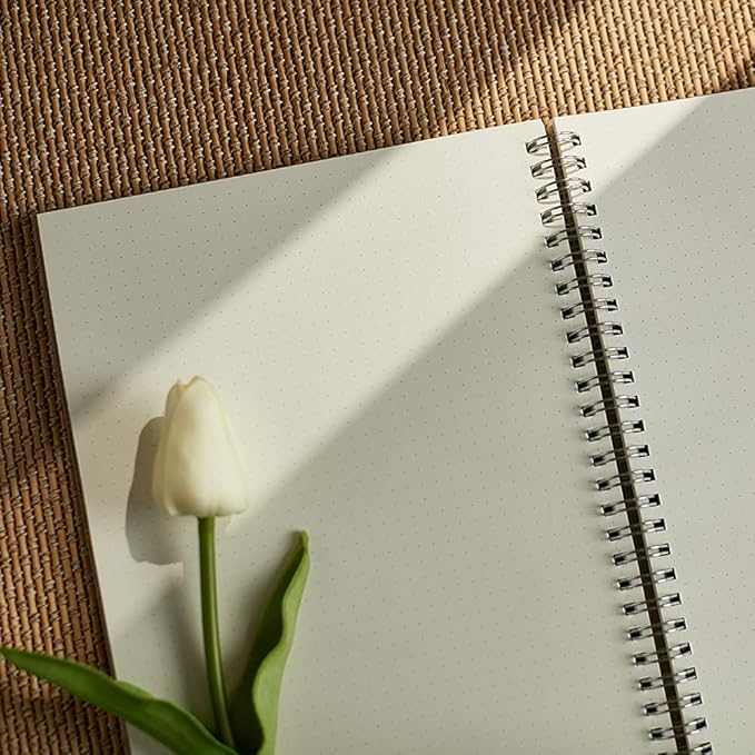 2 Pack B5 Spiral Bullet Dotted Journal with 120gsm Thick Paper, Dot Grid Spiral Notebook with Plastic Hardcover and Elastic Band Closure, 80 Sheets Per Pack 7.3X 10 inches