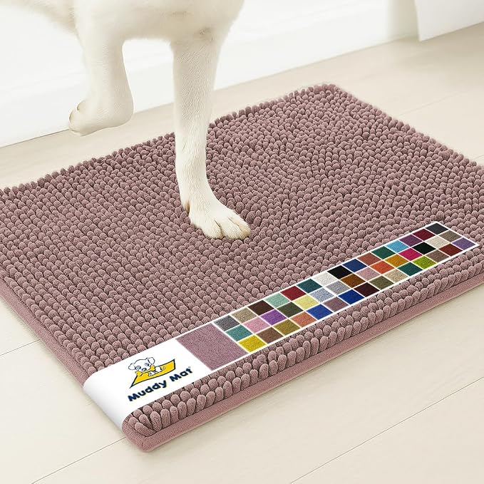 Muddy Mat® | Super Absorbent Door Mat Indoor, Microfiber Quick Dry Chenille Entryway Rug, Non-Slip Front Door Mat, Indoor Mats for Entryway, Machine Washable Pet Rug, Plum 16" x 24"
