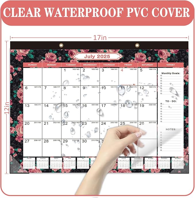 Lateefah Desk Calendar 2025, Large 12'' x 17'' Desk Calendar 2025-2026, 18 Month Desktop Wall Calendars for Home & Office, Use July 2025 to Dece 2026