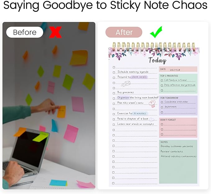 To Do List Notepad - To Do List Notebook for Work with 52 Sheets, Undated Daily Planner Perfect for Enhanced Productivity and Goal Achievement - Rosy Dawn