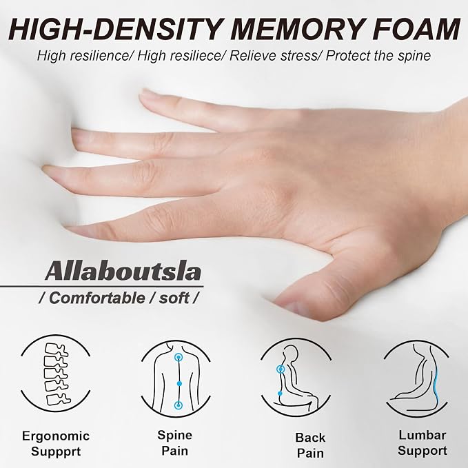 Allaboutsla Car Seat Cushion, Car Seat Cushions for Long Driving | Comfortable Memory Foam Driver Seat Cushion, Automotive Seat Cushions, Butt Pillow for Car,Truck, Office Chair, B&G