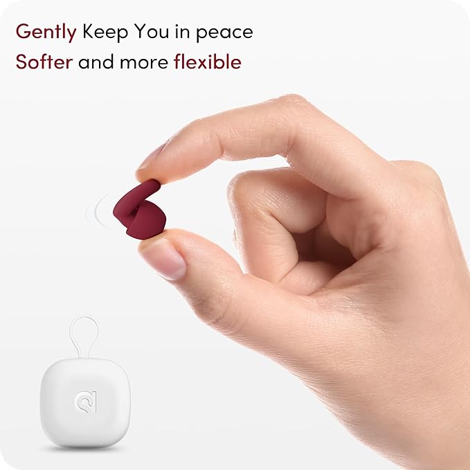 Audree Soft Ear Plugs for Noise Reduction, Reusable Flexible Earplugs for Sleep, Travelling, Focus, Study & Noise Sensitivity, 28dB Noise Cancelling, 8 Silicone Ear Tips in XS/S/M/L, Red