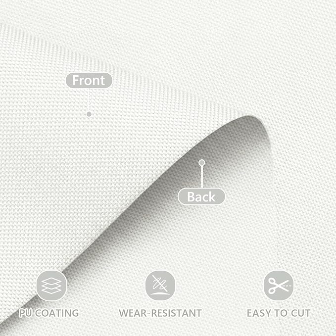 Waterproof Canvas Fabric by The Yard 58inch 600D Upholstery Material Polyester Fabric Outdoor Water Resistant Fabric for Sewing Chair Patio Cushion Purse Bag Interior, Pre Cut 1 Yard White
