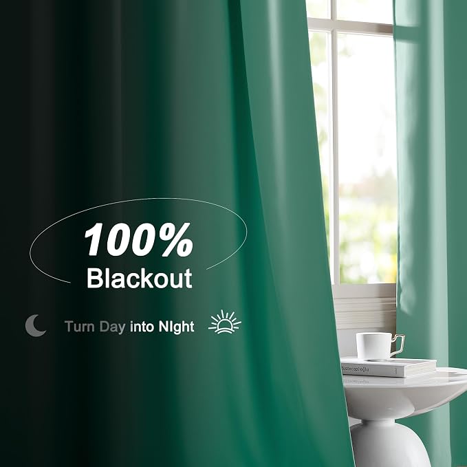 NICETOWN Aqua Blue 52x84 Inch 100% Blackout Curtains, 2 Panels Energy Smart & Noise Blocking Out Drapes for Living Room Window, Thermal Insulated Guest Room Lined Window Dressing, Rod Pocket