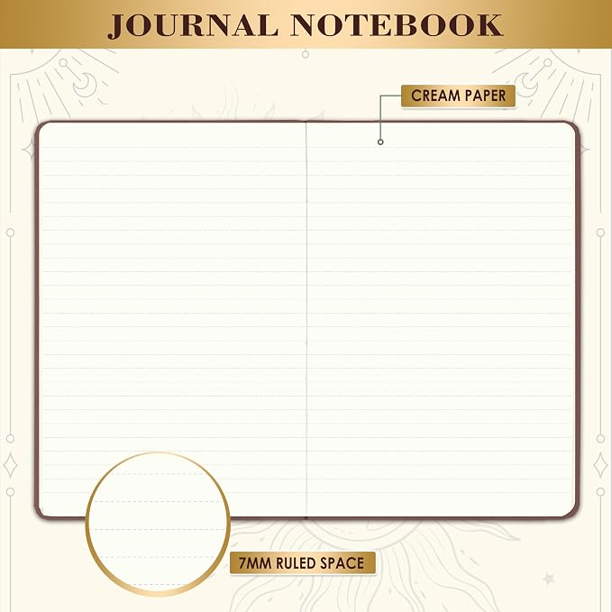 Artfan Ruled Notebook/Journal – Premium Thick Paper Faux Leather Classic Writing Notebook with Pocket + Page Dividers Gifts, Banded, Large, 144 Pages, Hard Cover, Lined (5.8 x 8.4) - Reddish Brown