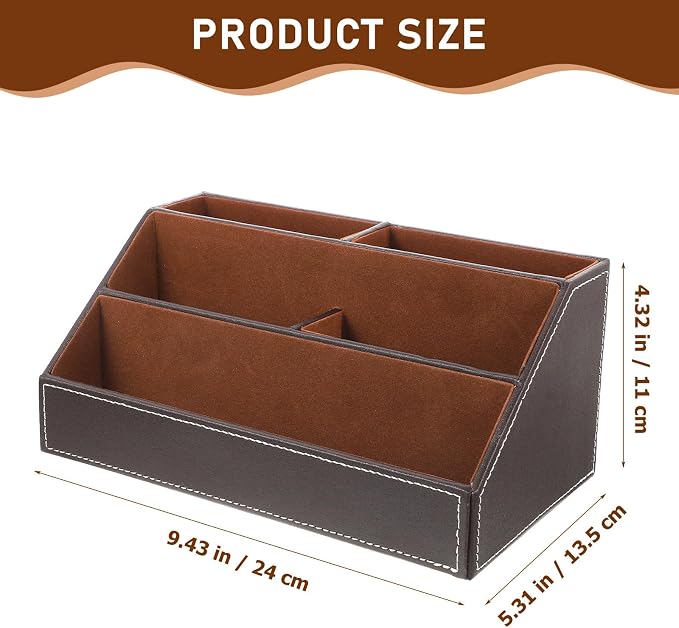 Desktop Sundries Storage Holder Minimalist Contemporary Design Desk Organizer Pu Leather with High Density Board to Keep Desk Clean and Tidy for Office and Home Use