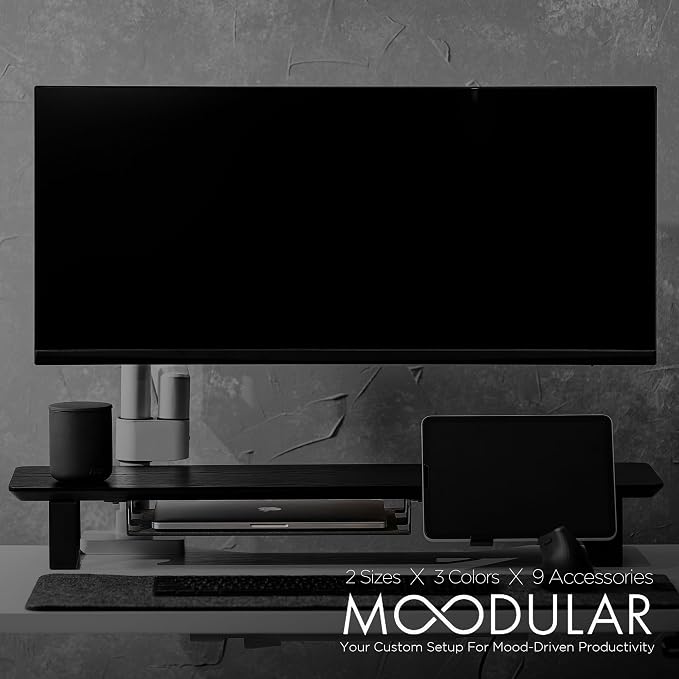 Moodular Storage Tray Add-On for Slide Rails, Do Not Use Alone | Accessory Only, Steel with Felt Lining, Anti-Scratch, Custom-Fit Positioning, Clutter-Free Workspace, Black, MSA-TR