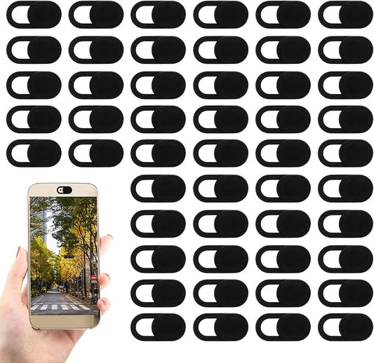 100 Pcs Webcam Cover Slide, 0.023 Inch Black Ultra-Thin Universal Laptop Camera Cover Slide for Laptop, Computer, Phone Protect Your Privacy and Security