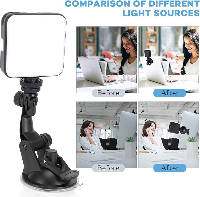 Video Conference Lighting Kit for Remote Working, Lighting for Video Conferencing, Zoom Calls, Broadcast, Live Streaming，Adjustable Video Light with 2020 Upgrade Suction Cup (Black)