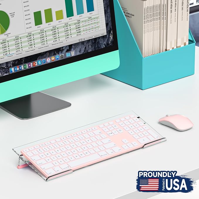 Ergonomic Computer Keyboard Stand - Adjustable Keyboard Riser Tilt Clear Acrylic Keyboard Tray Non-Slip Elevated Typing Key Board Holder Lift for Home Office Desk Accessories