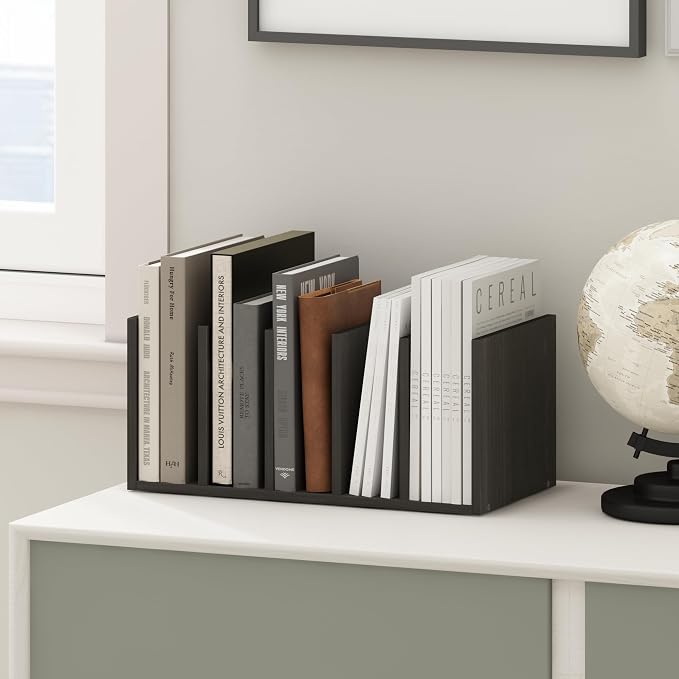 Furinno Hermite File Holder Desk Organizers and Accessories, Black Espresso | Desk Top Vertical Book Shelf, for Office Supplies, Organization