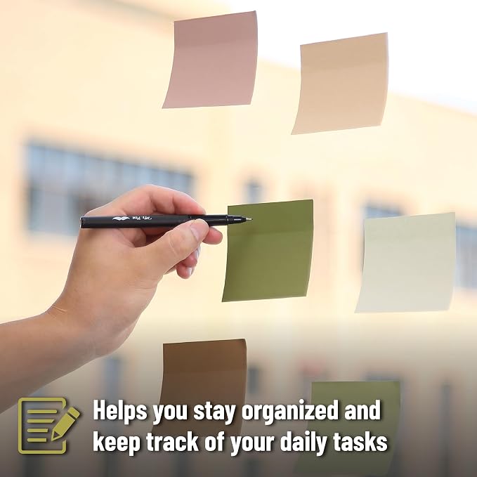 Mr. Pen- Sticky Notes, 3”x3”, 12 Pads, 600 Sheets, Dark and Earthy Colors | Sticky Notes Bulk, Self-Stick Note Pads, Perfect for Office, School, Home, Study & Organization