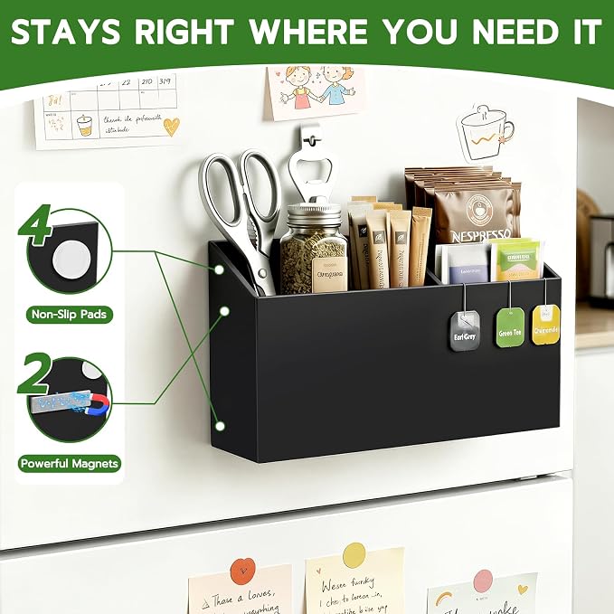 MR.MATE Magnetic Pen Holder, Magnetic Dry Erase Marker Holder for Whiteboard, Non-Slip Pencil Cup Holders for Fridge, Magnet Locker Organizer for Office Classroom Desk Accessories (Black)