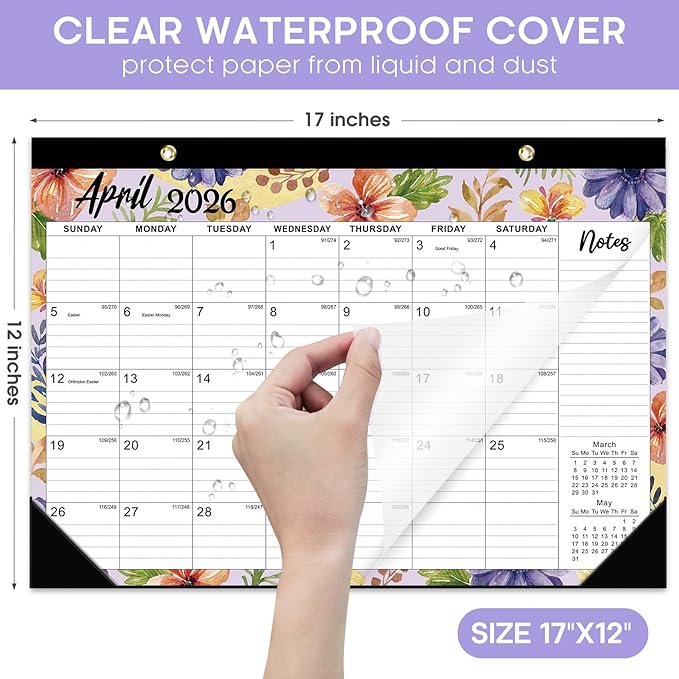 Desk Calendar 2026-2027, 21-Month Calendar Runs Unitl June 2027, Large 17" x 12" Monthly Desktop & Wall Calendar for Home & Office - Botanic Whimsy