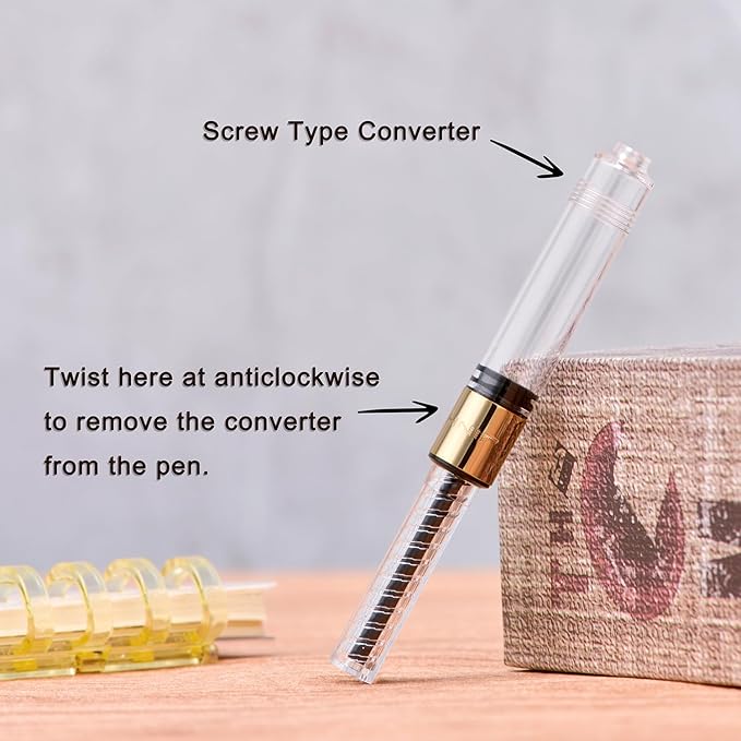 Jinhao 9019 DaDao Series Fountain Pen, Size 8 Medium Nib with Large Ink Converter, Dark Blue Acrylic Design Smooth Writing Pen (Gold Trim)