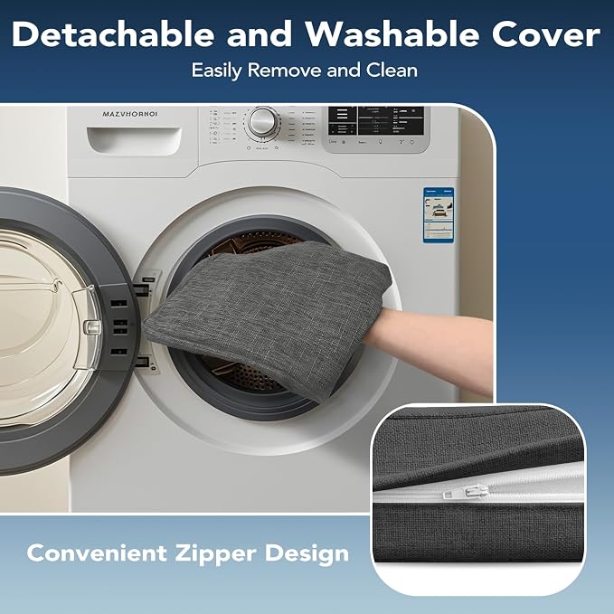Chair Cushions for Dining Chairs, Non Slip Chair Pads with Ties and Washable Covers, Memory Foam Kitchen Chair Cushions Set of 4, 16"X16"X2.5", Dark Gray