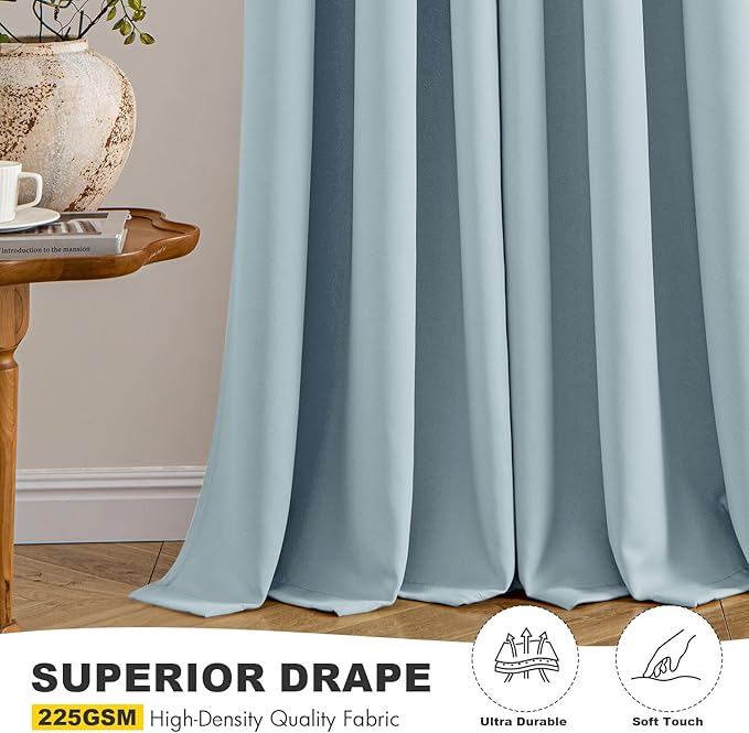 MIULEE Blackout Curtains for Bedroom Living Room 2 Panels, Thermal Insulated Room Darkening Drapes Grommet Noise Reducing Light Blocking Window Treatments 45 Inches Long 40x45 Inch Slate Blue