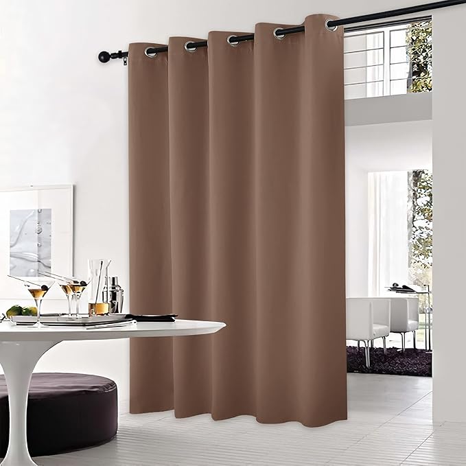 NICETOWN Blackout Blinds for Patio Door, Sliding Door Insulated Blackout Curtains, Extra Wide Curtain with Grommet Top for Villa/Hall/Parlor (Cappuccino, 70 inches W x 95 inches L)