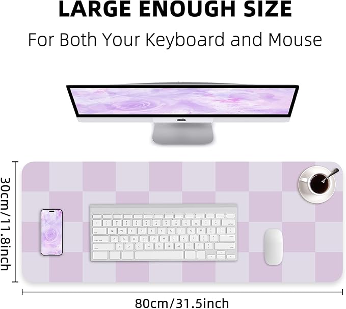 AFIING Purple Desk Mat 31.5" x 12", Leather Desk Pad | Waterproof PU Leather, Non-Slip Rubber Base, Stylish Desk Decor, Office & Home