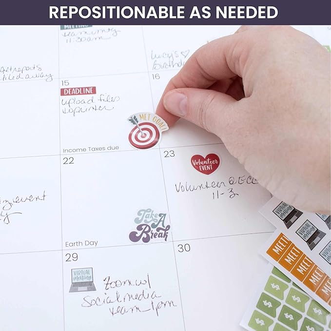 bloom daily planners Workday Essentials Planner Stickers - Productivity Variety Pack for Business Professionals - 8 Sheets / 802 Stickers - Meetings, Deadlines, Payday Icons for Work & Office