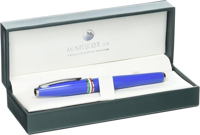 Monteverde USA Aldo Domani Italia Fountain Pen Exotic Blue - Flex Nib - Luxury Writing Pen - Italian Design - JoWo Stainless Steel Nib - Smooth Ink Flow - Refillable - Gift Box Included