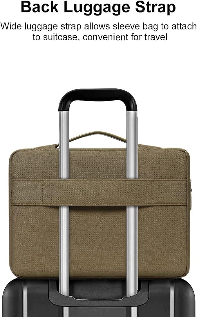 MOSISO 360 Protective Laptop Sleeve Compatible with MacBook Air 15 inch M3 M2 2024 2023/Pro 16 inch 2024-2019 M4 M3 M2 M1, 15-15.6 inch HP, Lenovo, Notebook, Polyester Bag with Belt, Olive Yellow