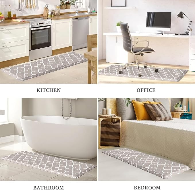 WISELIFE Kitchen Runner Rugs Anti-Fatigue mats - 4/5 Inch Non Slip Waterproof Ergonomic Comfort Mat for Kitchen, Floor Home, Office, Sink, Laundry (17.3"x 60",Khaki)