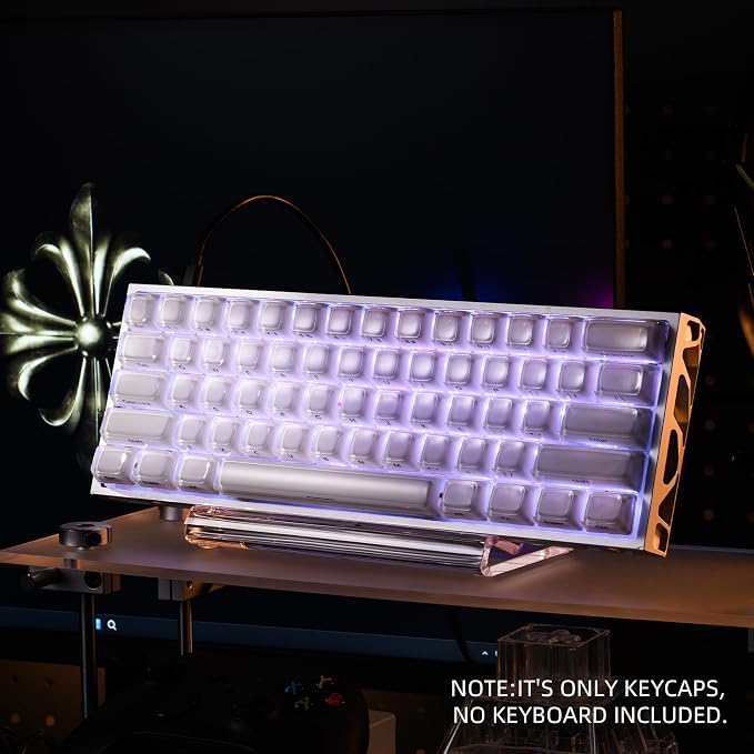 OHY XVX Lusterfly Jelly R2 MDA Profile Keycap Set, 122 Keys Double Shot PC+ABS Keycaps for MX Switches & ANSI Layout Mechanical Keyboards-White