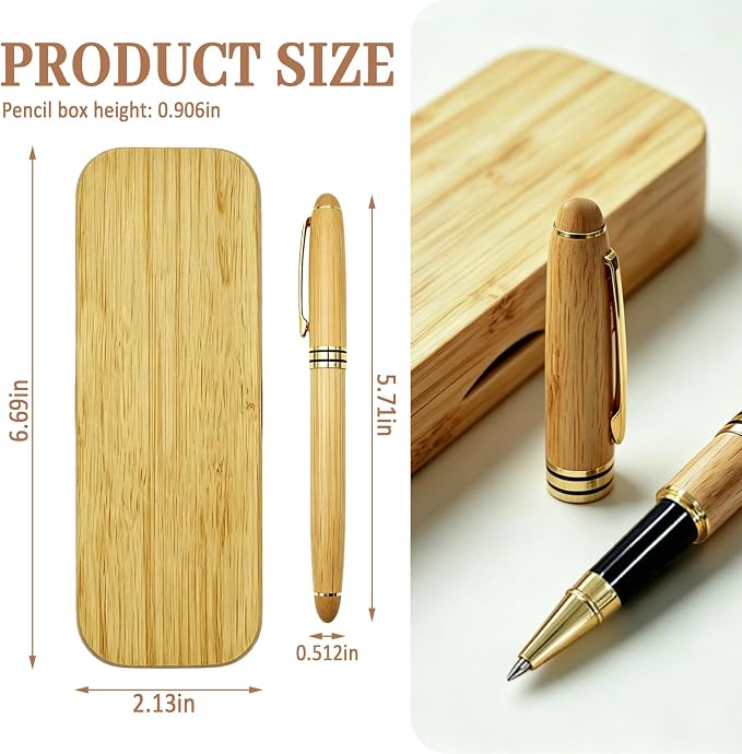 Personalized Engraved Bamboo Pen Set with Case – Custom Engraved Pen with Name, Personalized Ballpoint Pen Gift for Men, Teacher, Doctor, Graduate, Wooden Customized Pens
