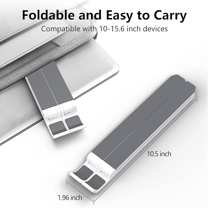 Tonmom Laptop Stand for Desk, Adjustable Laptop Riser ABS+Silicone Foldable Portable Notebook Holder, Ventilated Cooling Notebook Mount Computer Stand for 10-15.6” Laptops,Tablets-White