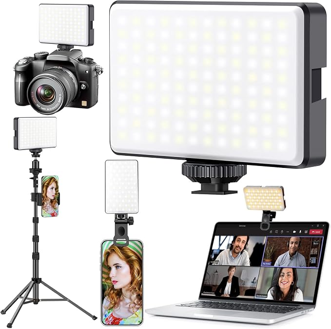 91 LED Portable Charger Selfie Light Video Conference Lighting | Clip & Camera Tripod Adapter, Rechargeable 2000mAh, CRI 96+, 4 Light Modes, For Phone iPhone Webcam Laptop Makeup