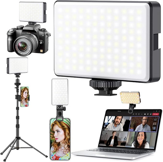 91 LED Portable Charger Selfie Light Video Conference Lighting | Clip & Camera Tripod Adapter, Rechargeable 2000mAh, CRI 96+, 4 Light Modes, For Phone iPhone Webcam Laptop Makeup