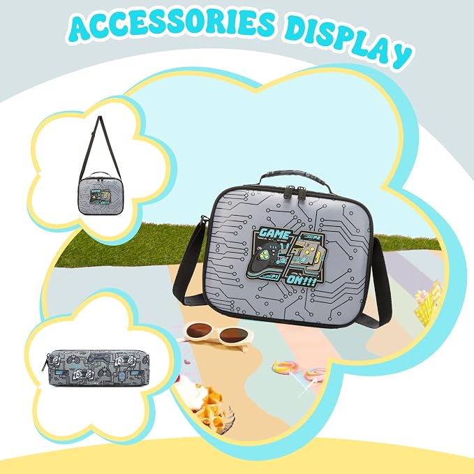Backpack for Boys,Kids Backpack for Boys with Lunch Box Pencil Case Set Kids Schoolbag for Boy 8-12,Lightweight Travel Daypack Birthday Christmas for Boy Back to School Supplies