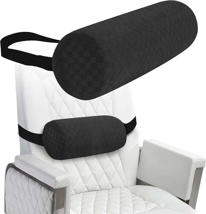 Coeyese Lumbar Roll Pillow for Lower Back Support, Black, Short-11 * 4.3'' | Removable Pillowcase, Upgraded Adjustable Strap, Suitable for Office, Chair, Car, Seat Pain Relief & Improving Posture