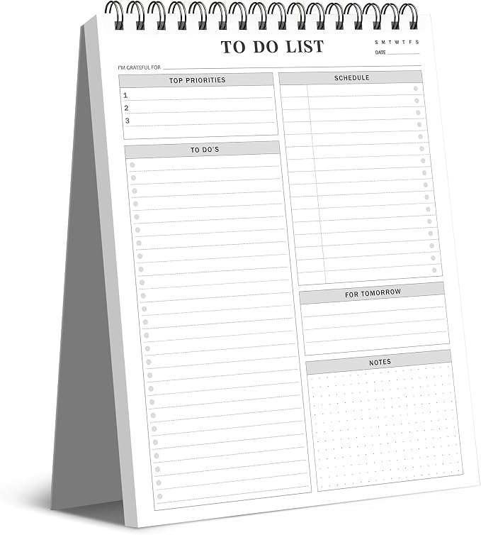 To Do List Notepad Notebook for Work 8.5"x11"Undated Daily Planner | Checklist Note Pad with Schedule, Task Tracker, Stay Organized, Office Supplies & Desk Accessories, 52 Tear-Off Sheets, Gray