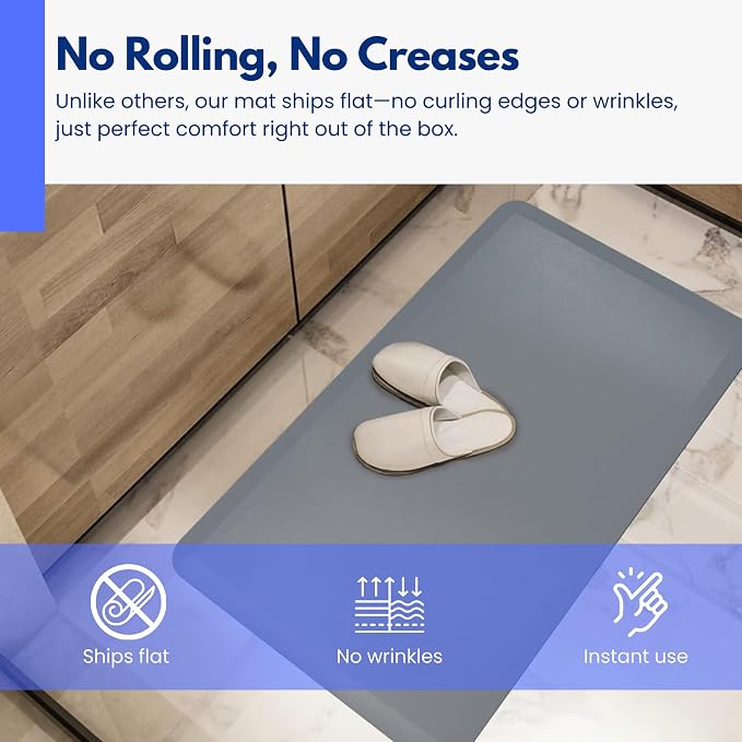 Art3d 3/4" Thick Kitchen Mats for Floor, Waterproof 20" X 39" Cushioned Comfort Mat, Long Anti Fatigue Mats for Kitchen, Ergonomic Standing Office Desk, Home and Garage, Grey