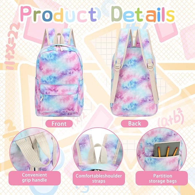 17'' Backpacks Bulk with Supplies Stationery Kits, Printed Bookbags and Writing Accessories Kit for Donation(Cute,6 Pack)