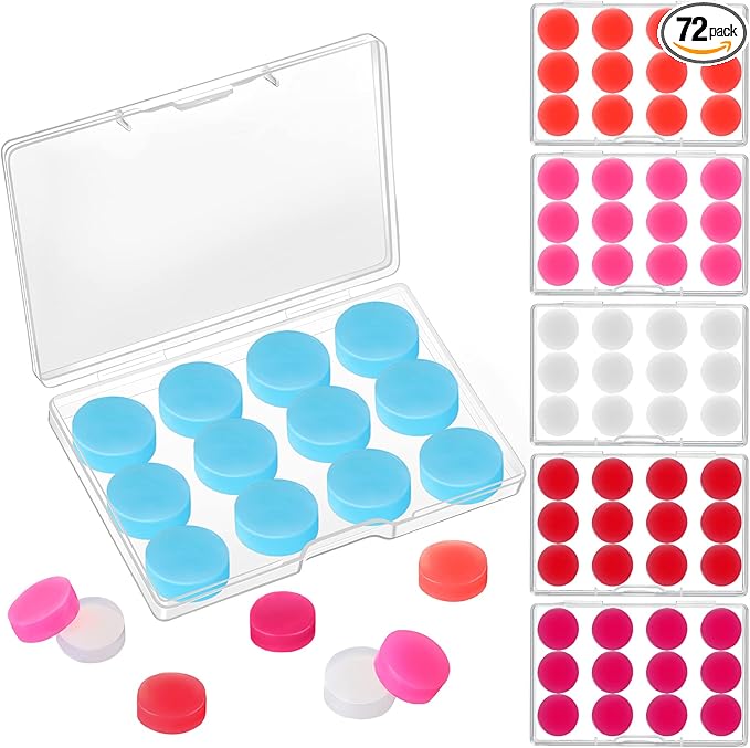 72 Pairs Soft Silicone Ear Plugs Moldable Putty Wax Earplugs Reusable Gel Ear Plugs for Sleeping Swimming Snoring Studying Noise Cancelling, 6 Colors