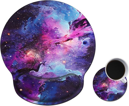 Mouse Pad with Wrist Support Gel, Ergonomic Mouse Pad with Comfortable Wrist Rest, Gaming Mousepad Non-Slip PU Base for Laptop Office Easy Typing & Pain Relief,Starry Skys