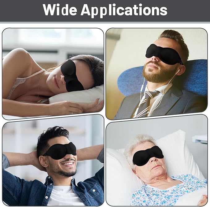 6 Pcs Black Moisture Chamber Glasses for Dry Eyes Silicone Sleep Goggles Reusable Silicone Earplugs with Storage Bags for Sleeping Noise Reduction Deep Focus Travel