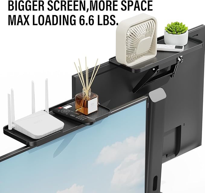 Adjustable Steel TV Top Shelf, Floating TV Stand, Universal Monitor Shelf for Soundbar, Game Console, Cable Box, Router Shelves (11.8 x 4.9 inch)