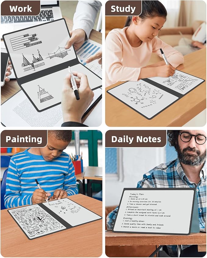 Portable Small White Board Dry Erase Board, Reusable 9.5 * 6.6in Notebook Memo, Office Home Supplies Desk Accessories MH760 (Blue)